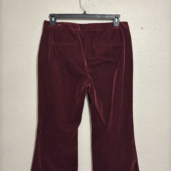 Theory Caroleena Velvet Pants Burgundy Velvet Wide Leg Pants - Picture 8 of 9